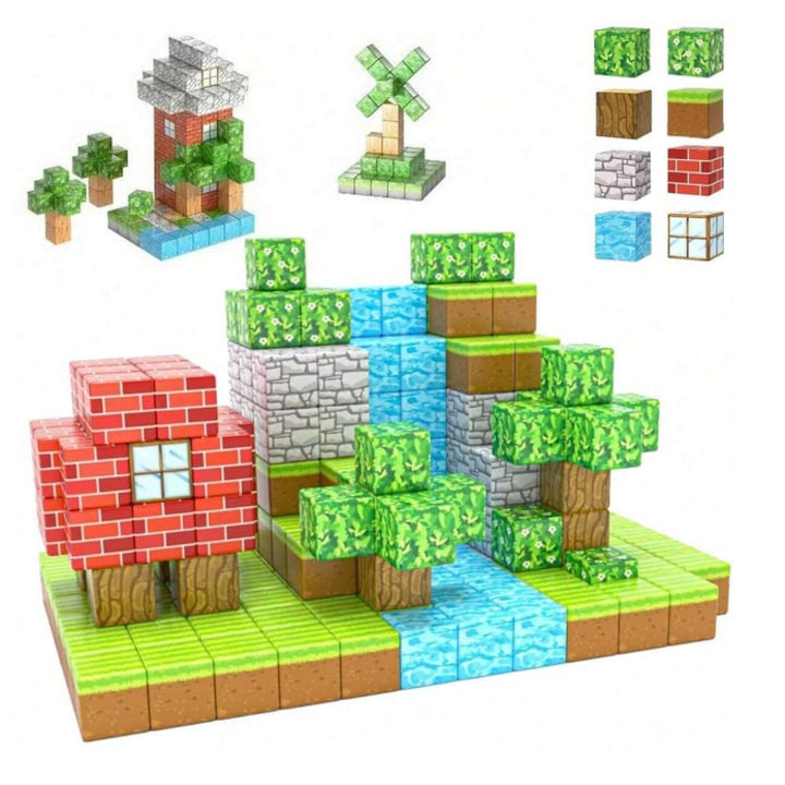 Set 75 cuburi magnetice Mine Craft