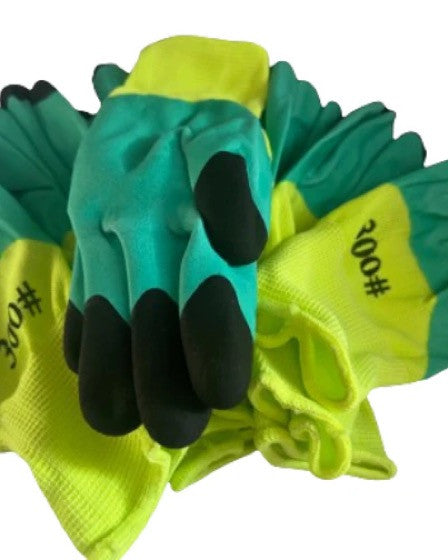 Set 20 manusi de lucru groase din spuma latex galben-verde-negru marime universala