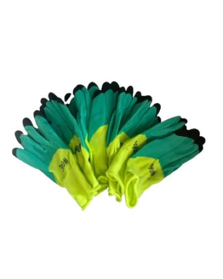 Set 20 manusi de lucru groase din spuma latex galben-verde-negru marime universala