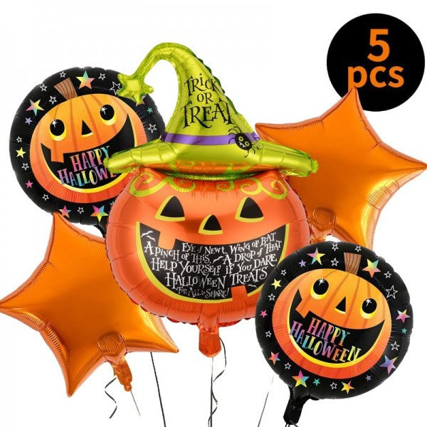Set 5 Baloane Petrecere Hallowen Dovleac si Stelute 54 x 87 cm