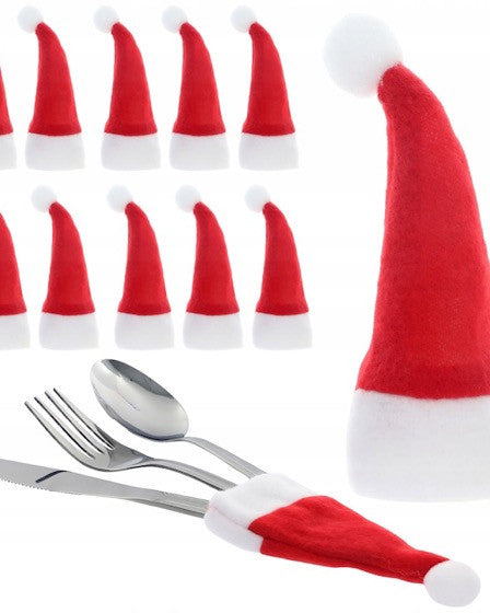 Set 10 suporturi pentru tacamuri Mos Craciun