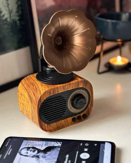 Boxa Retro Gramofon, Bluetooth, USB/TF, Baterie 1200 MAh