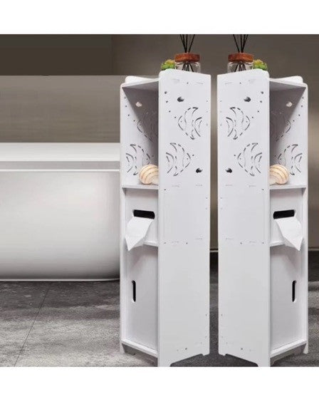 Dulap vertical baie, 3 compartimente, 80 cm, Alb