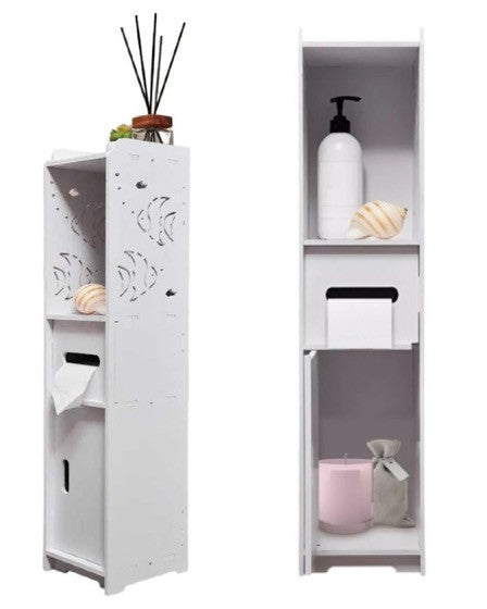 Dulap vertical baie, 3 compartimente, 80 cm, Alb