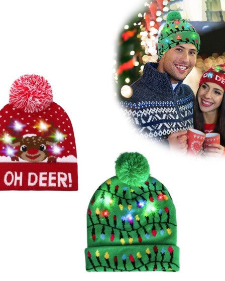 Set 2 x Caciula de Craciun cu LED-uri, marime universala