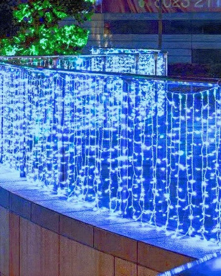Instalatie LED cu franjuri lungi 1 M, Lungime 25 M, 500 LED, Albastru