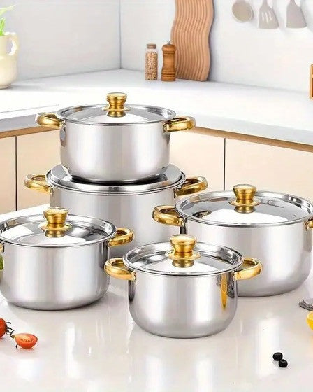 Set 10 piese: 5 oale inox, capace din sticla