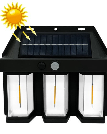 Set 2 x Lampa solara tripla cu senzor de miscare