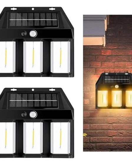 Set 2 x Lampa solara tripla cu senzor de miscare