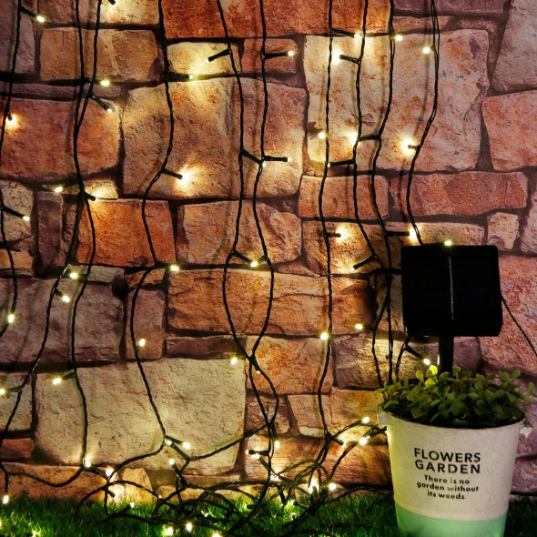 Instalatie Craciun, cu energie solara, 200 led-uri, 20 m