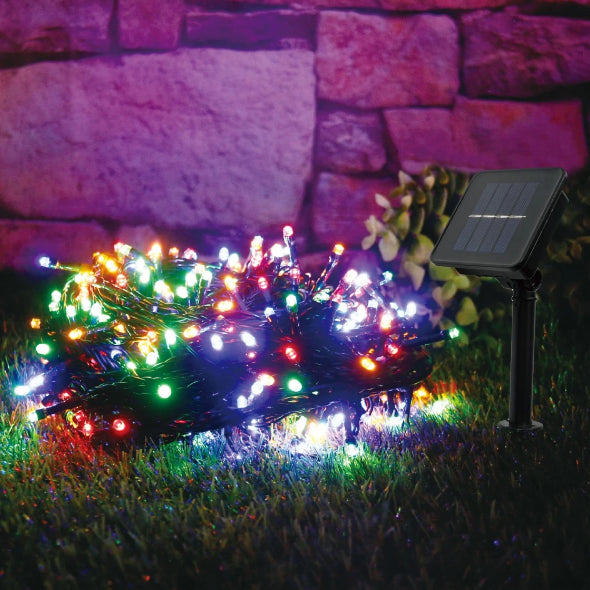 Instalatie Craciun, cu energie solara, 300 led-uri, 32 m