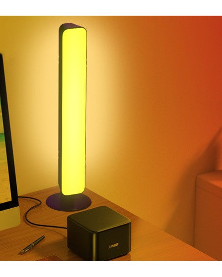 Lampa de Birou, RGB Colorat, 14 LED, Putere 5V, Telecomanda cu 24 de Taste, Cablu USB, Negru, 25.5x4x3.5cm