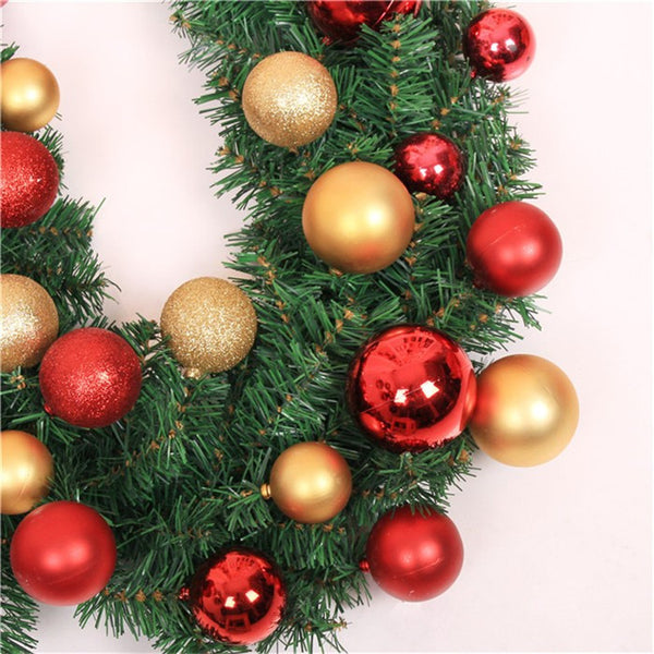 Ghirlanda Craciun, cu globuri rosii si aurii, 2.70 m