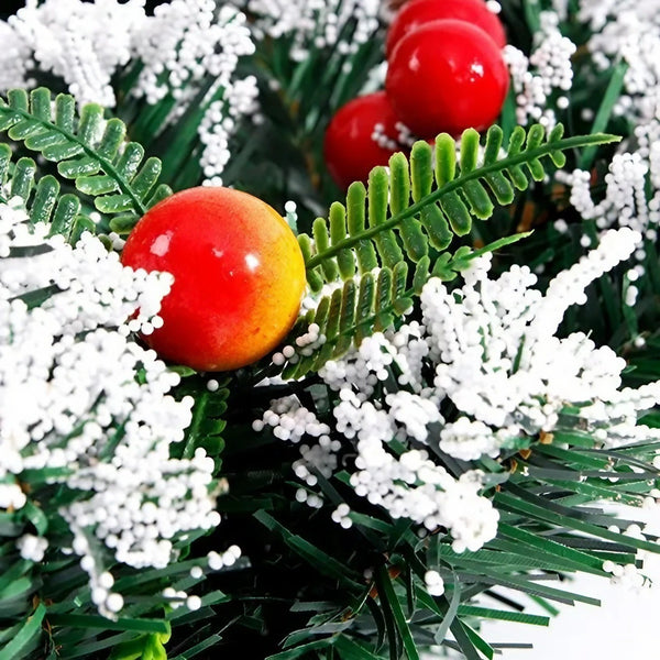 Coronita Craciun 20 cm, inzapezita, decorata cu conuri si merisoare