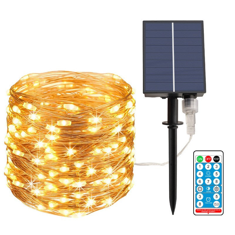 Instalatie de Craciun, cu incarcare solara, alb cald, 100 leduri