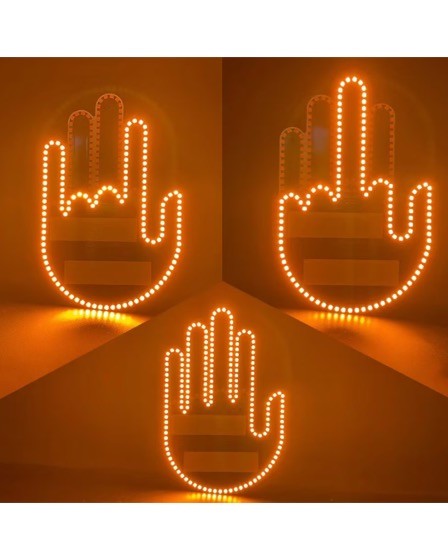 Semn LED Auto cu Telecomanda, Design Mana, 4 Moduri