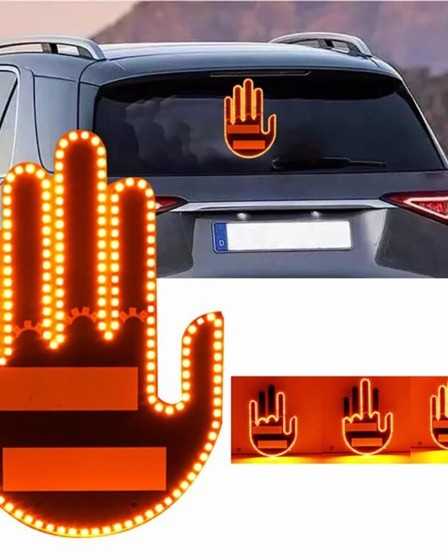 Semn LED Auto cu Telecomanda, Design Mana, 4 Moduri