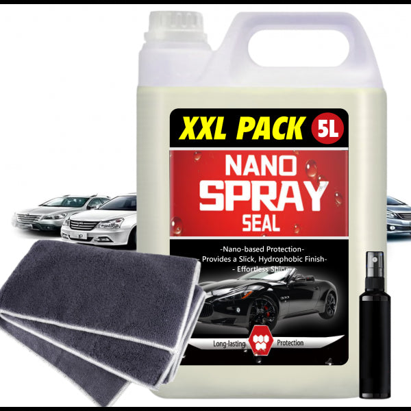 1 x Solutie Nano 5L, pentru masina, cu acoperire rapida + carpa moale + spray cu pulverizator
