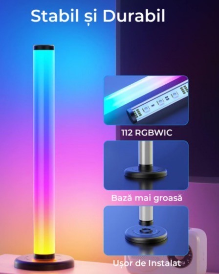 Set 2 lampi ambientale Smart RGB, Sincronizare sunet