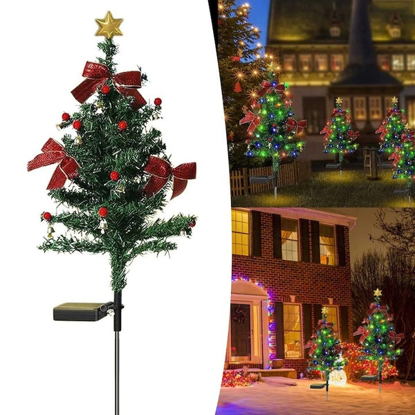 Lampa solara LED de Craciun, brad impodobit 68 cm