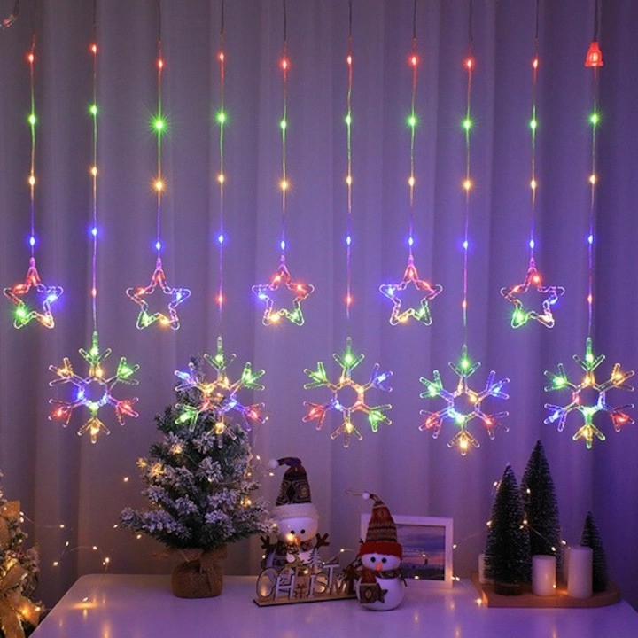 Instalatie Fulgi de Zapada si Stele - Multicolor 120 LED