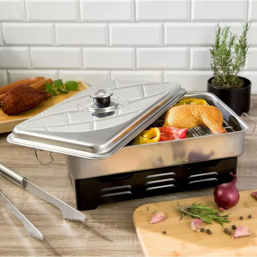 Afumatoare portabila carne, 2 arzatoare, 40 cm